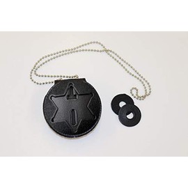 County of Los Angeles Sheriff Belt Clip Badge Holder with Pocket and Chain (Cutout PF622, 3.05 inches Tall)