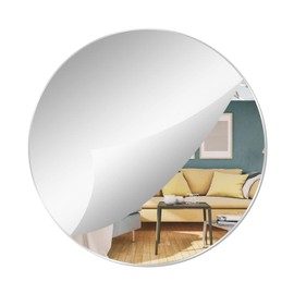 DARENYI 9.44" Round Wall Mirror Tile, Self Adhesive Non Glass Mirror Sticker Acrylic Mirror Sheet Disc High Clear Wall Mirror Circle Mirror Decorative Mirror for Bathroom, Bedroom, Door