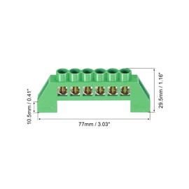 sourcing map Terminal Grounding Bar Screw Block Barrier Brass Strip 6 Positions Green for Electrical Distribution Pack of 2