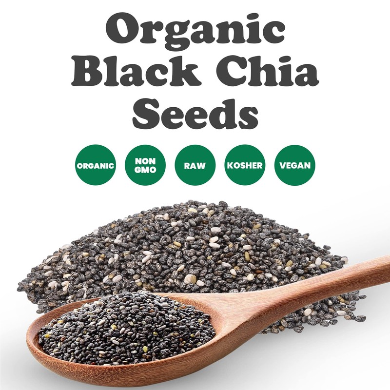 Food to Live - Organic Black Chia Seeds, 8 Ounces