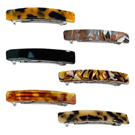 Women's Hair Barrettes, 6X Women French Barrette Hair Clips, Tortoiseshell Clamps, No-Slip Daily Wear for Beach, School, Commuting, Dating