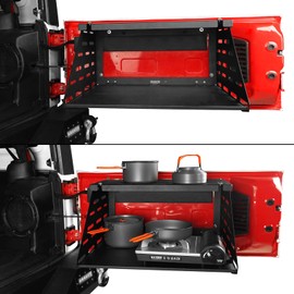 Hooke Road 2-Tier Wrangler Tailgate Table Foldable Camping Cargo Shelf Compatible with Jeep Wrangler JK & JL & Unlimited 07-24