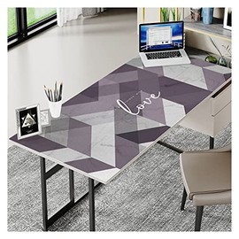 EGT Geometry Waterproof Leather Tablecloth, Table Protector for Study Computer Desk, Home Office Writing Small Desk (47 L x 23.6 W, Sweet Words Black-Purple Geometry)