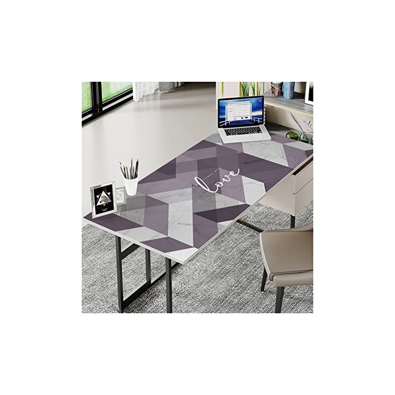 EGT Geometry Waterproof Leather Tablecloth, Table Protector for Study Computer