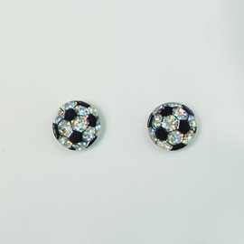 Sports Ball Stud Earrings/Sparkly Glitter Ball Game Ball Shaped Baseball Basketball Volleyball Rugby Earrings for Women Sports Lover Gift-soccer
