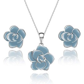 EVEVIC Rose Flower Necklace Earrings Set for Women 18K Gold Plated Hypoallergenic Jewelry Sets