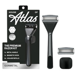 Premium Razor for Men, Handle + 2 Razor Blade Refills + Magnetic Shower Hook, Precision Trim Edge (Gunmetal)