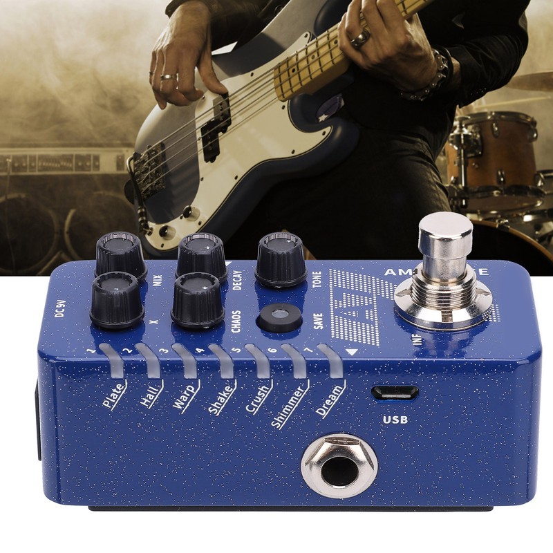 Reverb Effect Pedal Digital 7 Ambiance Guitar Built In Infinite