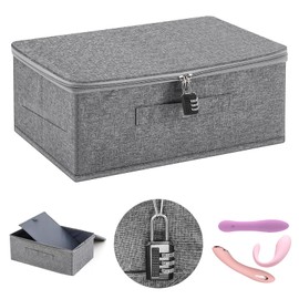 OISDJEUKK Locking Storage Box,Adult Toy Bag Storage Organizer Moisture-proof and Dust-proof Clothes Portable Storage Bag(Comes with a Combination Lock,Gray)