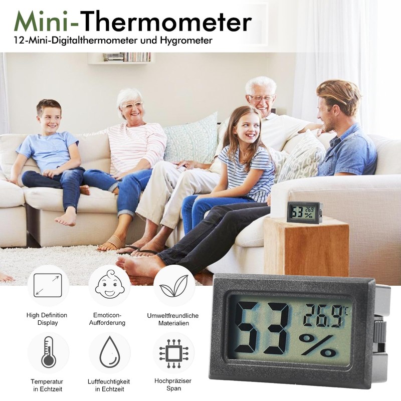 12 x Digital Thermometer Hygrometer Indoor Mini Room Thermometer Indoor