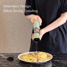 Salt and Pepper Grinder Set with Adjustable Coarseness | Manual Pepper Mill Grinder with Refillable Design | Ceramic Core | Kitchen Essential (2 Packs, Sage)