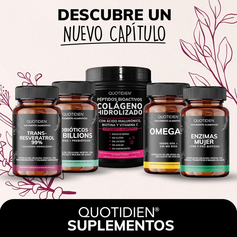 Quotidien | Resveratrol 99% de Pureza Máxima con Colágeno Hidrolizado,