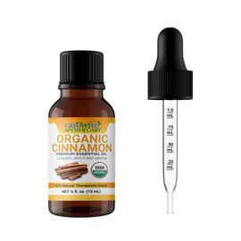 Cinnamon Essential Oil – Bark - USDA Organic -15mL - Therapeutic Grade- Diffuser Oil - 100% All Natural - with Glass Dropper, Grimweed Apothecary