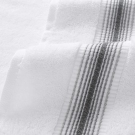 Aston & Arden Aegean Ombre Wash Cloths - Pack of 8 - Oversized Ultra Soft Thick & Absorbent, 100% Ringspun Turkish Cotton Bathroom Towel for Spa, Hotel, 600 GSM, 13 x 13 in, Pewter Grey