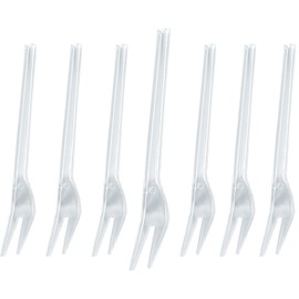 Chenshuo,Disposable Plastic Fruit Forks, Exquisite Appetizer Forks Dessert Cocktail Forks Tasting Forks Tiny Utensils for Fruit Dessert Cakes Party Serving Supplies,4.2 Inches, 200 Pcs