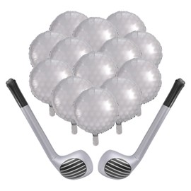 lasuroa 14pcs Golf Balloons Set, 12pcs Round & 2pcs Golf Club Shaped Foil Balloons for Sports Theme Birthday Party Decorations Graduation Baby Shower Event Supplies