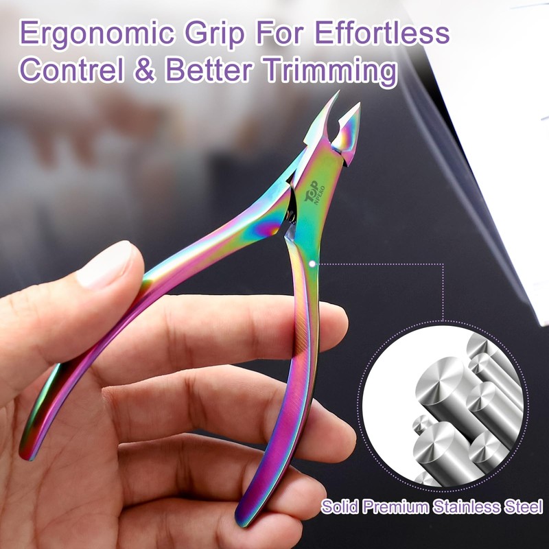 Cuticle Cutter with Cuticle Pusher, 2pcs Premium Stainless Steel Cuticle