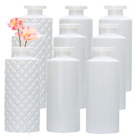 Brajttt Glass Bud Vase Set in Bulk, 9pcs Mini Vintage Flower Vases for Wedding,White Relief Vase for Centerpieces,Home Table Flower Decor, Party Decorations