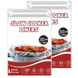 Slow Cooker Liners (60 Liners), 13" × 21" Crock Pot Liners Fit 3-8 Quarts, Disposable Cooking Bags Suitable for Oval & Round Pot, BPA Free,60 count