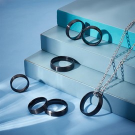 UNICRAFTALE Pack of 14 Stainless Steel Plain Matt Band Ring 7 Sizes Laser Lettering Empty Finger Ring Metal Hypoallergenic Classic Wedding Ring for Jewellery Making, Metal