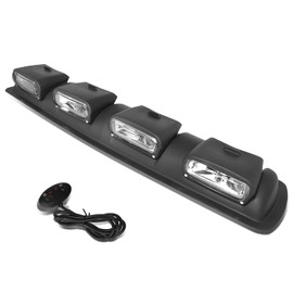 Auto Dynasty Fog lights, Universal Front Top Roof Mounted Driving Fog Light Lamps with Switch and Wiring Harness, Black Frame Clear Lens