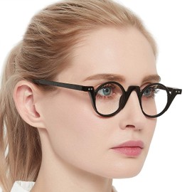 OCCI CHIARI Reading Glasses Women 1.0 Fashion Reader Round Eyewear 1.0 1.5 2.0 2.5 3.0 3.5(+1.00, Black)