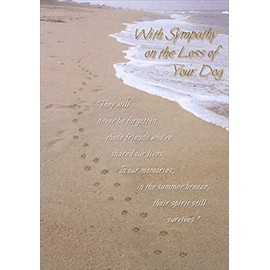 Dog Paw Prints on Sandy Beach - Designer Greetings Pet Sympathy Card