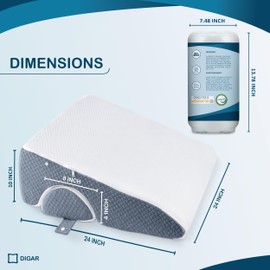 DIGAR Bed Wedge Pillow 10 inch | Memory Foam Wedge Pillow for Sleeping | Triangle Pillow Wedge | Acid Reflux Pillow | Post-Surgery Support Cushion | Back, Head, Knee, Elbow Support | Pregnancy Pillow