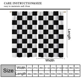 Racing Blackout Curtains for Kids Bedroom Decor Simple Black and White Checkered Flag Pattern Art Printed Window Drapes W21xL45in 2 Panels