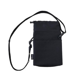 Washable Insulated Water Bottle Bag Compact Cold & Thermal Protection PET Bottle Holder with Loop, Pocket, & Carabiner, Ideal for Work, Picnics & Outdoors (Black)