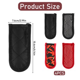 4 Pieces Pan Handle Sleeve Heat Resistant Handle Covers Cast Iron Skillet Handle Covers Machine Washable Pot Pan Skillet Handle Holder Sleeves for Kitchen Baking Cooking Supplies