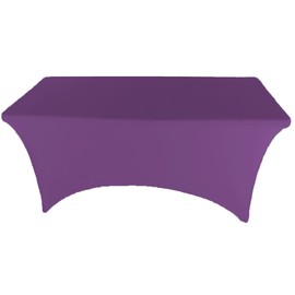 Gowinex 8ft Purple Stretch Spandex Table Cover Tablecloth for Rectangular Fitted Folding Table