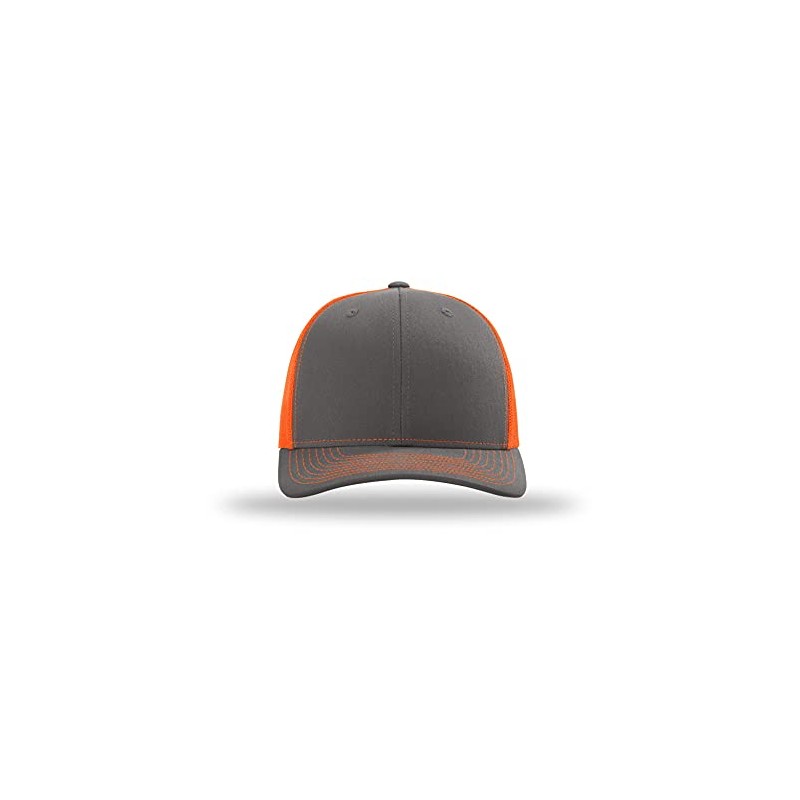 RICHARDSON 112 Trucker OSFA Baseball Hat Ball Cap, Charcoal/Neon Orange