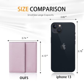 Travelambo RFID Blocking Small Mini Compact Wallet Coin Pouch Holder Trifold Credit Card Holder Pocket Purse for Women