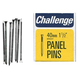 Panel Pins Bright, 40mm (40G), External Length 40mm, Nail Material Steel, Nail Type Panel Pin, Product Range Challenge - Bright Panel Pins, Fasteners & Hardware