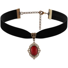 Sacina Red Velvet Victorian Choker, Black Choker, Gothic Choker, Goth Necklace, Vintage Necklace, Costume Jewelry, Christmas Jewelry Gifts for Women