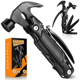 ISEYOU 14-in-1 Multitool Hammer, Gift for Men – Multi Tool for Dad, Husband, Boyfriend, Birthday Gifts, EDC Survival Gear with Safety Lock, Camping Essentials, Stainless Steel