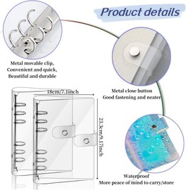 2 Pack A5 6 Ring Soft Cover Binder,Transparent PVC Notebook Cover with Snap Button(23.3 * 18cm)
