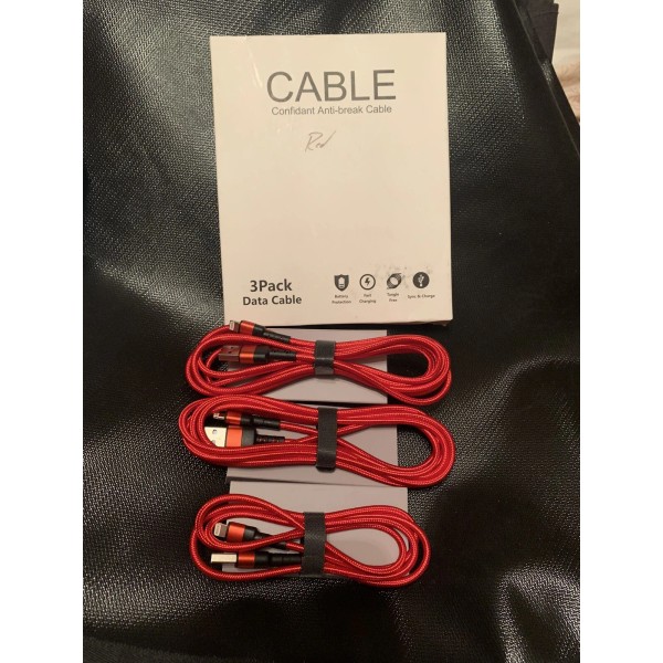 SPFIRE FOR APPLE 3 RED or BLACK CHARGING Cables for