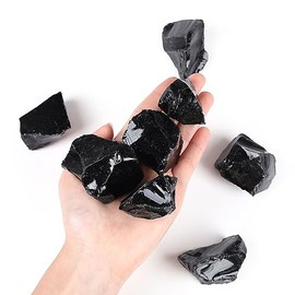 QINJIEJIE QINJIEJIE 100% Gro?es Obsidian Rohsteine Premium Wassersteine Kristalle Steine 4 Stck Natursteine Heilsteine set 2"