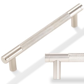 POVEFONK 10 Pack 6-5/16 inch(160mm) Brushed Satin Nickel Kitchen Cabinet Handles Knurled Cabinet Pulls Drawer Pulls Kitchen Hardware