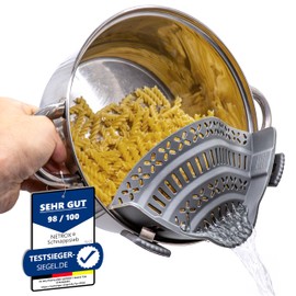 Netrox – Schnappsieb aus Silikon – Nudelsieb Aufsatz zum Einhängen in Topf & Pfanne – BPA-frei, spülmaschinenfestes Küchensieb Sieb – Abtropfsieb als Abgießhilfe für Töpfe Topfsieb