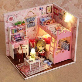 Flever Dollhouse Miniature DIY House Kit Creative Room With Furniture and Cover for Romantic Artwork Gift(Mood For Love)