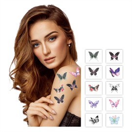 Womaha 30 Temporary Butterfly Tattoos for Women Girls Small Tattoo Face Stickers No Need to Cut or Tear