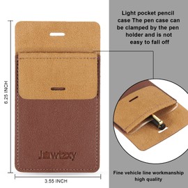 Pocket Protector, 3 Pcs Leather Pocket Pen Holder Organizer Pouch for Shirts Lab Coats Pants Pen Sleeve - Multi-Purpose Pen Pocket Holds Pens Pointers Pencils and Notes Card (Brown, Black,Blue)