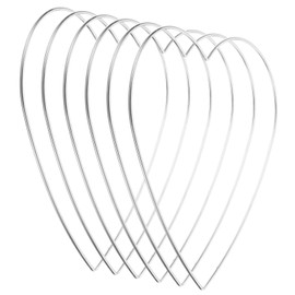 PATIKIL 8inch Dream Catcher Rings, 6 Pcs Metal Heart Shape Macrame Wreath Floral Ring Hoop for Home DIY Craft Wedding Wall Hanging Decorations, White Silver