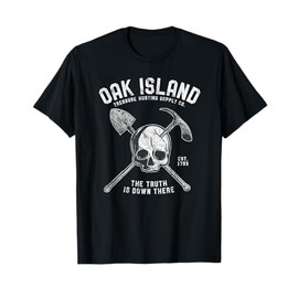 Oak Wood Skull Island Vintage Skull Templar Treasure T-Shirt