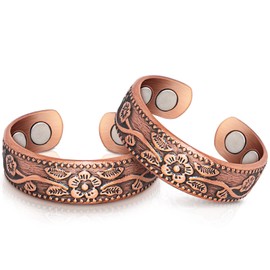 Copper Rings for Women, Thumb Rings 99.99% Pure Copper Magnetic Rings with 3500 Gauss Magnets,Copper Jewelry for Women with Box(2 PCS)