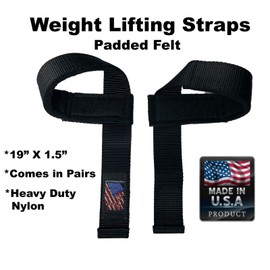 American Made Products Weight Lifting Straps Nylon with Felt Padding Support Bodybuilding MADE IN USA