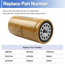 1R-0750 Fuel Filter Water Separator and Oil Filter Set Compatible with Chevy/GMC Duramax 2001-2016 LB7/LML/LMM, Replace for BF7633 P551313